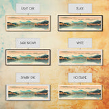 Burnsville Lake West Virginia Framed Canvas Print, Midcentury Modern Panoramic Wall Art, Living Room Decor, Pop Art, Travel Poster Art, Scenic Nature Painting