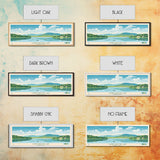 Candlewood Lake Connecticut Framed Canvas Print, Pop Art Panoramic Travel Poster, Midcentury Modern, Wall Art, Scenic Nature Painting, Bedroom Decor