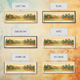 Canobie Lake New Hamphire Framed Canvas Print, Midcentury Modern Panoramic Wall Art, Living Room Decor, Pop Art, Travel Poster Art, Scenic Nature Painting