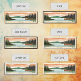 Canoe Lake Saskatchewan Framed Canvas Print, Midcentury Modern Panoramic Wall Art, Living Room Decor, Pop Art, Travel Poster Art, Scenic Nature Painting