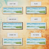 Carter Lake Nebraska Framed Canvas Print, Midcentury Modern Panoramic Wall Art, Living Room Decor, Pop Art, Travel Poster Art, Scenic Nature Painting, Lake House Decor