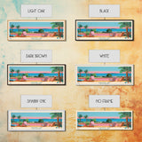 Christine Lake New Hamphire Framed Canvas Print, Pop Art Panoramic Travel Poster, Midcentury Modern, Wall Art, Scenic Nature Painting, Bedroom Decor, Living Room Art