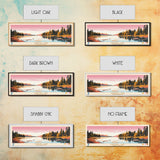 Churchill Lake Saskatchewan Framed Canvas Print, Midcentury Modern Panoramic Wall Art, Living Room Decor, Pop Art, Travel Poster Art, Scenic Nature Painting, Lake House Decor