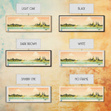 Clearwater Lake Manitoba Framed Canvas Print, Midcentury Modern Panoramic Wall Art, Living Room Decor, Pop Art, Travel Poster Art, Scenic Nature Painting, Lake House Decor