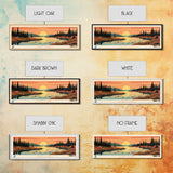 Colville Lake Northwest Territories Framed Canvas Print, Pop Art Panoramic Travel Poster, Bedroom Decor, Midcentury Modern, Wall Art, Scenic Lake House, Nature Art