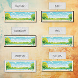 Crab Orchard Lake Illinois Framed Canvas Print, Midcentury Modern Panoramic Wall Art, Living Room Decor, Pop Art, Travel Poster Art, Scenic Nature Painting, Lake House Decor