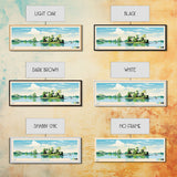 Enid Lake Mississippi Framed Canvas Print, Panoramic Art, Midcentury Modern, Pop Art, Living Room Decor, Travel Poster, Lake Painting