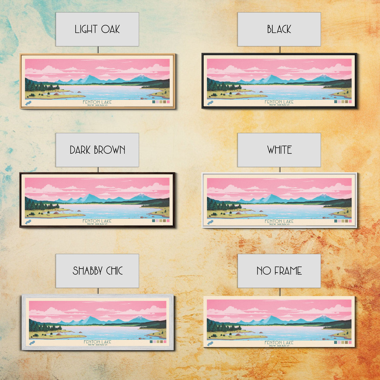 Fenton Lake New Mexico Framed Canvas Print, Panoramic Art, Midcentury Modern, Pop Art, Living Room Decor, Travel Poster, Lake View, Wall Art