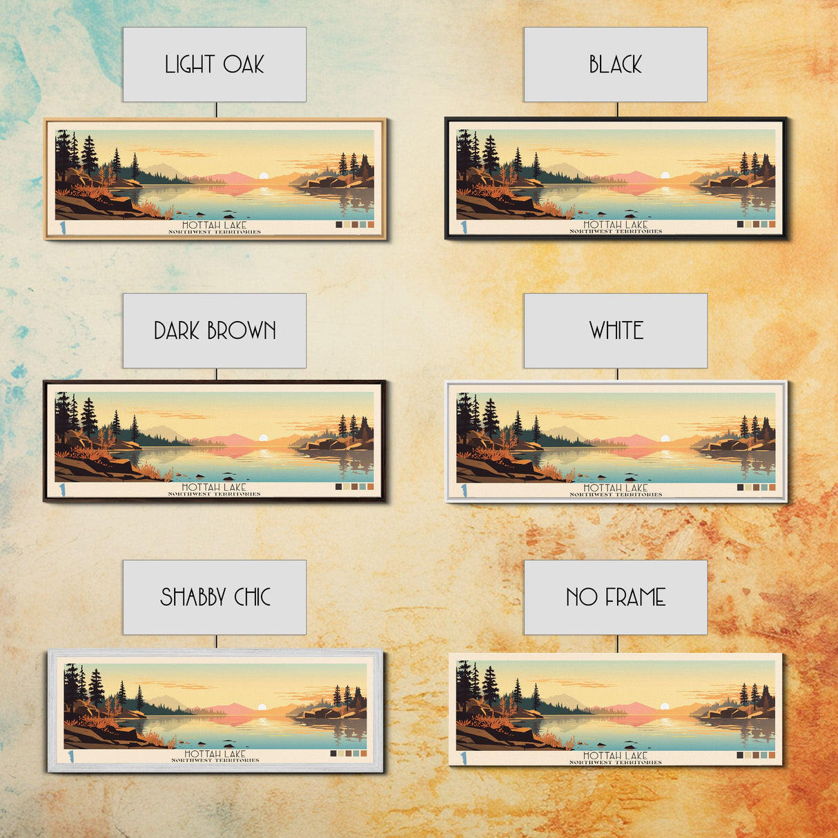Hottah Lake Northwest Territories Framed Canvas Print, Panoramic Wall Art, Midcentury Modern, Pop Art, Bedroom Decor, Travel Poster, Home Decor