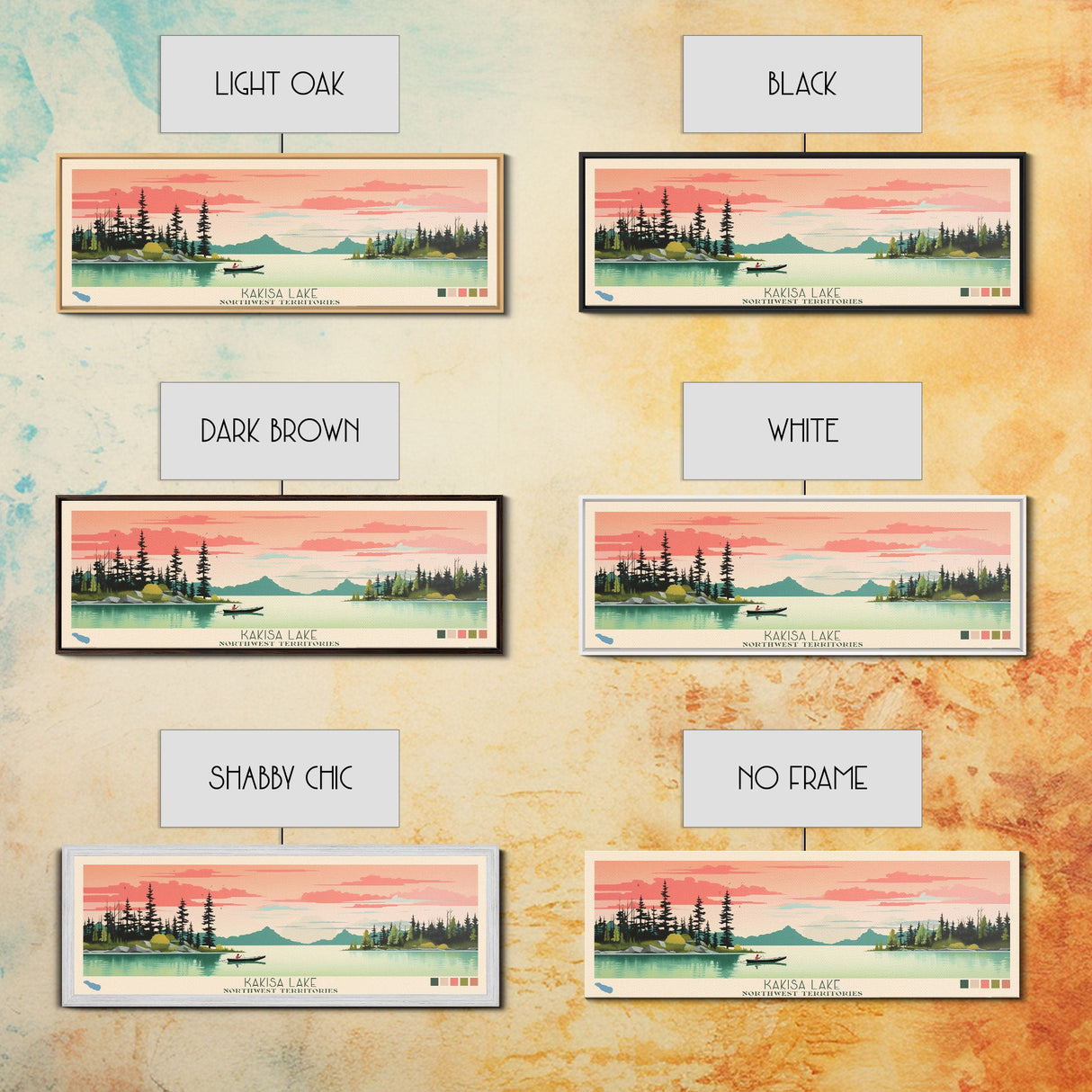 Kakisa Lake Northwest Territories Framed Canvas Print, Panoramic Art, Midcentury Modern, Pop Art, Living Room Decor, Travel Poster, Lake House Decor