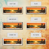 Lac Des Bois Northwest Territories Framed Canvas Print, Panoramic Art, Midcentury Modern, Pop Art, Living Room Wall Art, Travel Poster, Lake House Decor