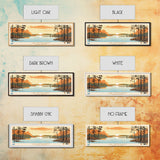 Lake Mattamuskeet North Carolina Framed Canvas Print, Panoramic Wall Art, Midcentury Modern, Pop Art, Bedroom Art, Travel Poster, Lake House Decor