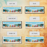 Wazee Lake, Wisconsin Framed Canvas Print, Panoramic Lake House Art, Midcentury Modern Decor, Pop Art, Travel Poster, Living Room Wall Art