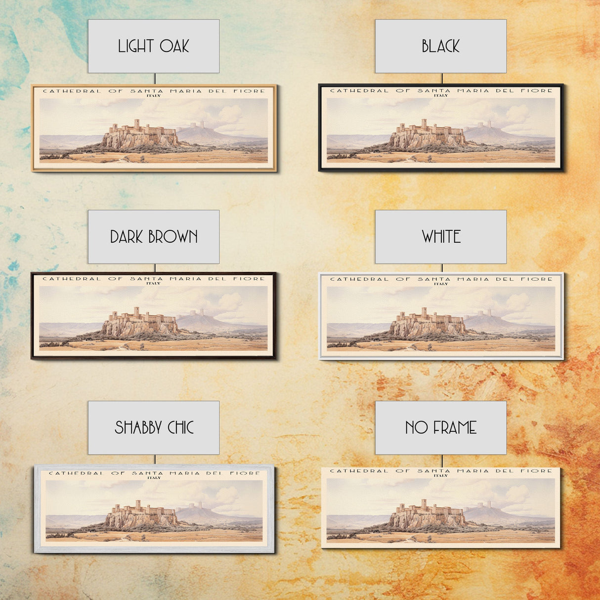 Cathedral of Santa Maria del Fiore Travel Poster Print, Framed Canvas Print, COUNTRY Travel Art, Wood Framed Art, Wall Hanging, Home Decor