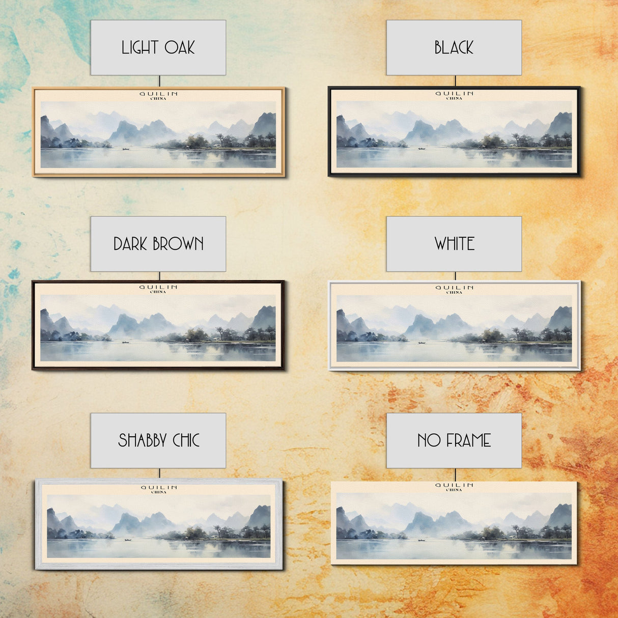 Guilin COUNTRY Travel Poster Print, Framed Canvas Print, COUNTRY Travel Art, Wood Framed Art, Wall Hanging, Home Decor