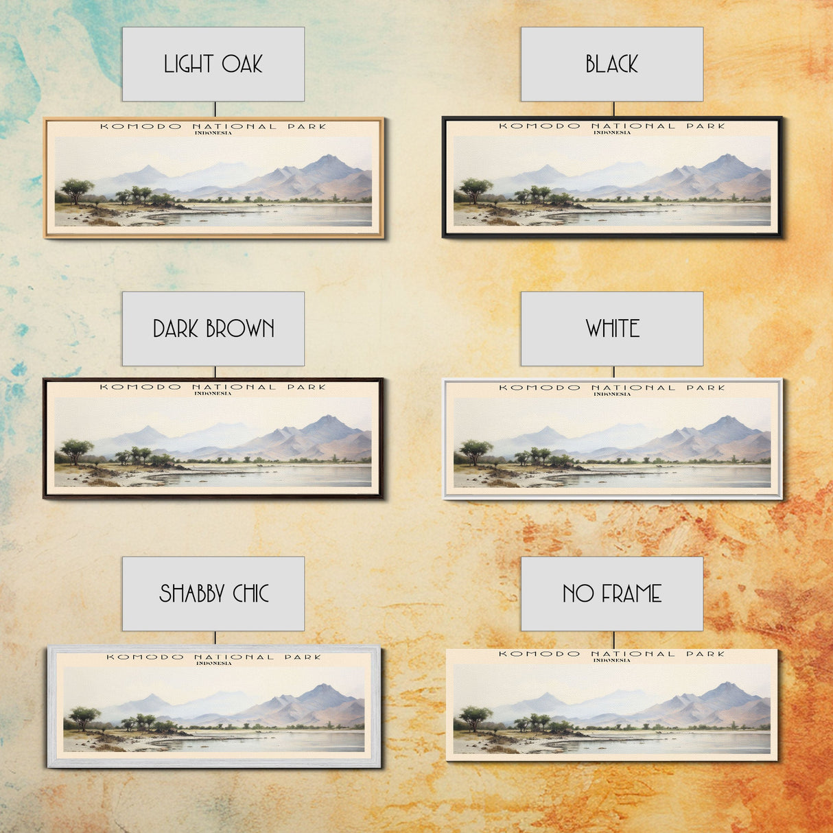 Komodo National Park Framed Canvas Print Travel Poster | Wall Art | Home Decor | Gift For Travel Lover | Wall Hanging | Original Art