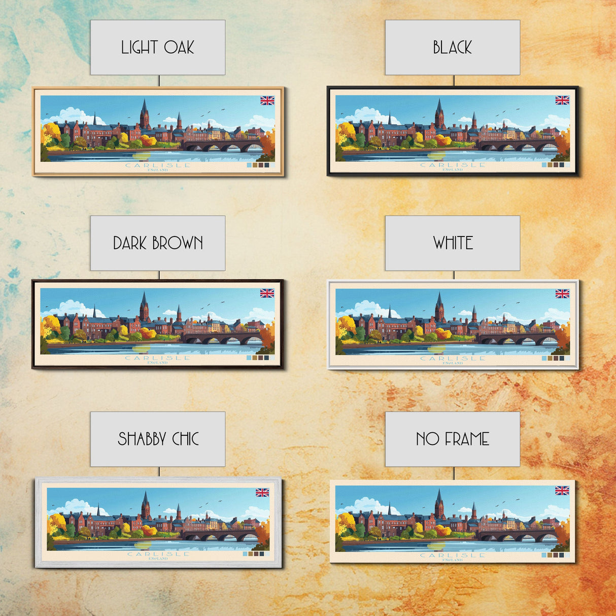 Carlisle, England Travel Poster Panoramic Canvas Print, Carlisle, England Painting, England Art, Carlisle Travel Art, Guest Room Painting