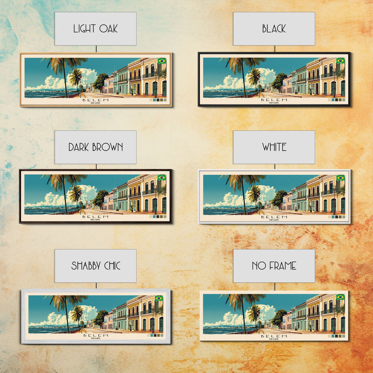 Belem, Brazil Panoramic Canvas Print, Belem, Brazil Painting, Brazil Art, Belem Travel Poster, Travel Art, Housewarming Gift