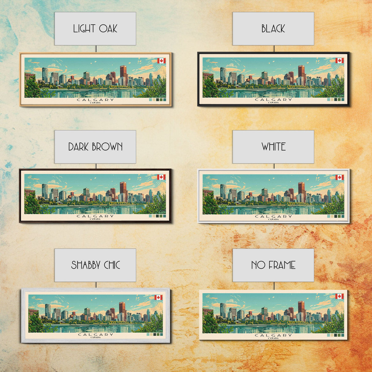 Calgary, Canada Panoramic Canvas Print, Calgary, Canada Painting, Canada Art, Calgary Travel Poster, Travel Art, Guest Room Painting