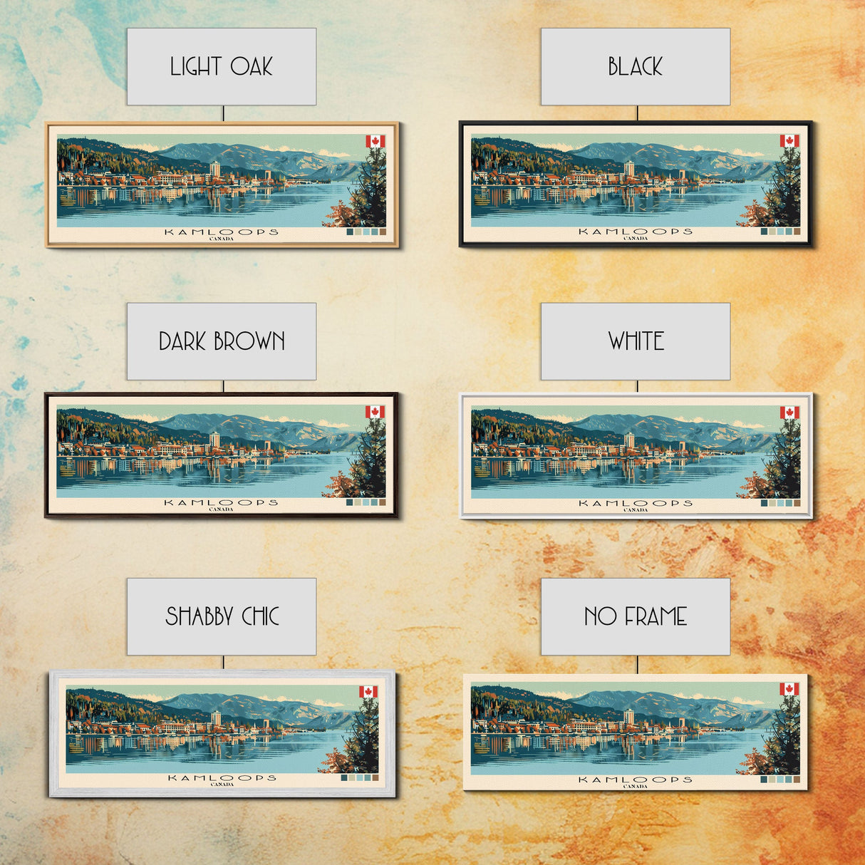 Kamloops, Canada Panoramic Canvas Print, Kamloops, Canada Painting, Canada Art, Kamloops Travel Poster, Travel Art, Vacation Gift