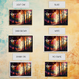 Pop Art Style Fall Forest Landscape, Framed Canvas Print, Unique living room wall art, above sofa art, Color Pop forest art