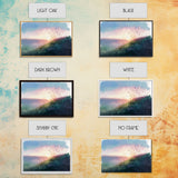 Serene Sunset, Watercolor Landscape Art, Framed Canvas Print, colorful wall art, above couch living room art