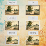 Vintage Landscape Wall Art Print, Nature Framed Large Gallery Art, Minimalist Art Ready to Hang, With Hangers, Muted Farmhouse Art