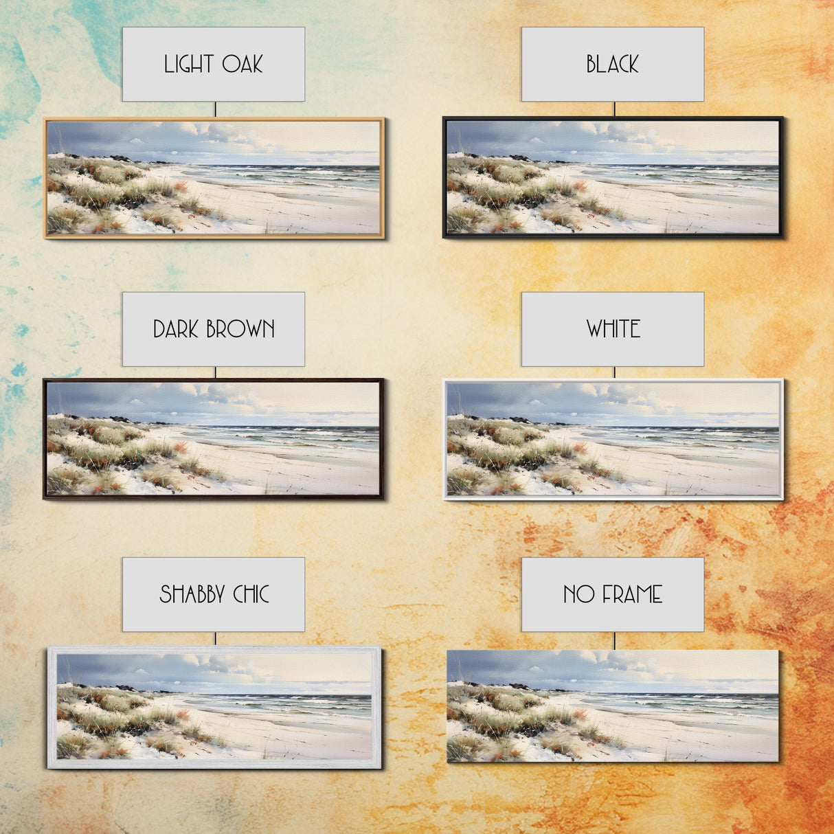 Panoramic Ocean Beach canvas prints Sea landscape Nautical photo Coastal Framed Art Sea wave canvas Extra large wall art Ready to hang