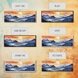 Midcentury Modern Watercolor Painting of a Mountain Sunset, Large Canvas Print, Mountain Artwork, Guest Room Art, Mountain Print, Panoramic