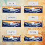 Midcentury Modern Watercolor Painting of a Mountain Sunset, Large Canvas Print, Mountain Artwork, Guest Room Art, Mountain Print, Panoramic