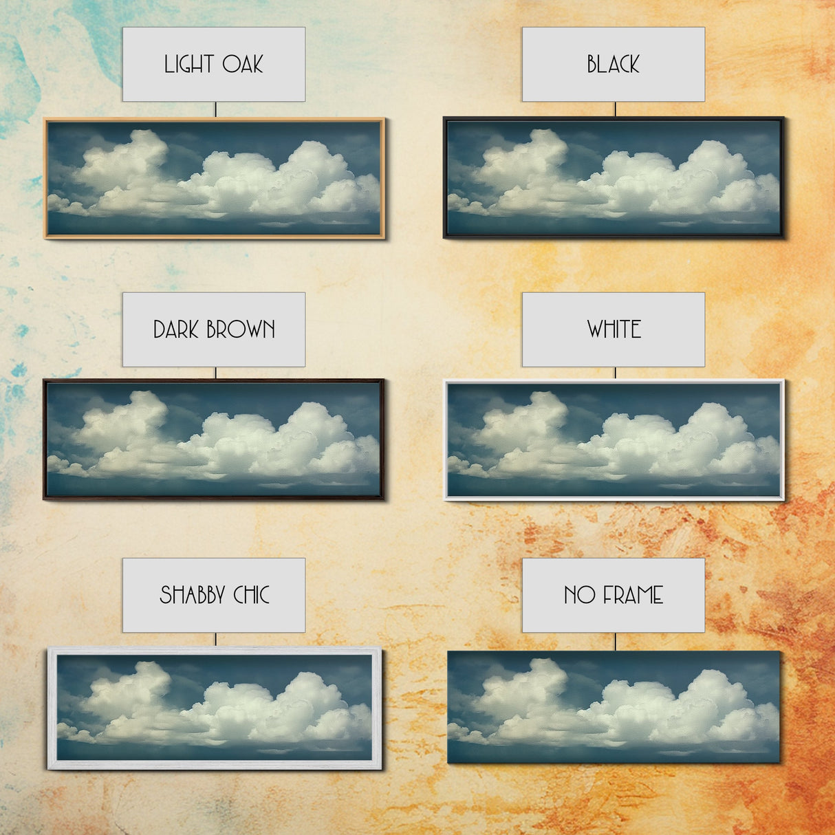 Large Format Clouds Wall Art - Panoramic Print - Framed Canvas Print - Panoramic Framed Canvas Cloudy Art Print - Clouds On A Blue Sky