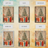 Large Christmas Tree in Snowy Town Square with People Gathering for the Holidays, Framed Canvas Print for Christmas Wall Art