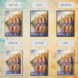 Colorful Sailboats Reflected On Water Framed Canvas Print Fall Nautical Wall Art Coastal Decor Best Gift Idea Holiday Wall Art