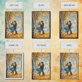 Romantic Fall Couple Framed Canvas Print - 2024 Autumn Love Country Cowboy Art Gift Idea for Fall Home Decor