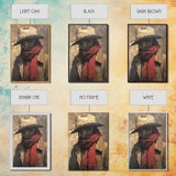 Moody Cowboy with Red Scarf Framed Canvas Print - Rustic Winter Landscape Art Best Gift Idea 2024 Christmas Wall Art