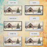 Christmas Barn Snow Sheep Canvas Print Christmas Farmhouse Decor Rustic Christmas Wall Art Framed Canvas Print Christmas Outdoor Decor