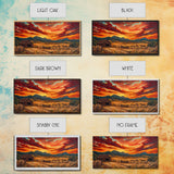 Sunset Ranch Framed Canvas Print Western Farmhouse Landscape Autumn Wall Art Large Fall Country Home Decor Above Sofa Art Piece