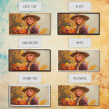 Cowgirl Amongst The Fall Leaves, Framed Canvas Print, Serene Fall Wall Decor, Perfect Rustic Seasonal Wall Art and Gift Idea