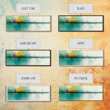 Abstract Sunset Painting Print, Panoramic Wall Art, MCM / Mid Century Modern Wall Art, Turquoise and Orange Sunset Painting, Cubism Sunset Art