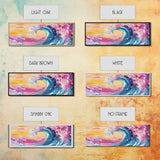 Rainbow Waves, Pink and Turquoise Ocean Waves Framed Canvas Print, Eclectic Kitsch Decor, Retro Farmhouse Wall Art