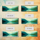 Jade Green Landscape Painting Print, Panoramic Lake Painting, Minimalist and Muted Home Decor, Emerald Green Landscape Art