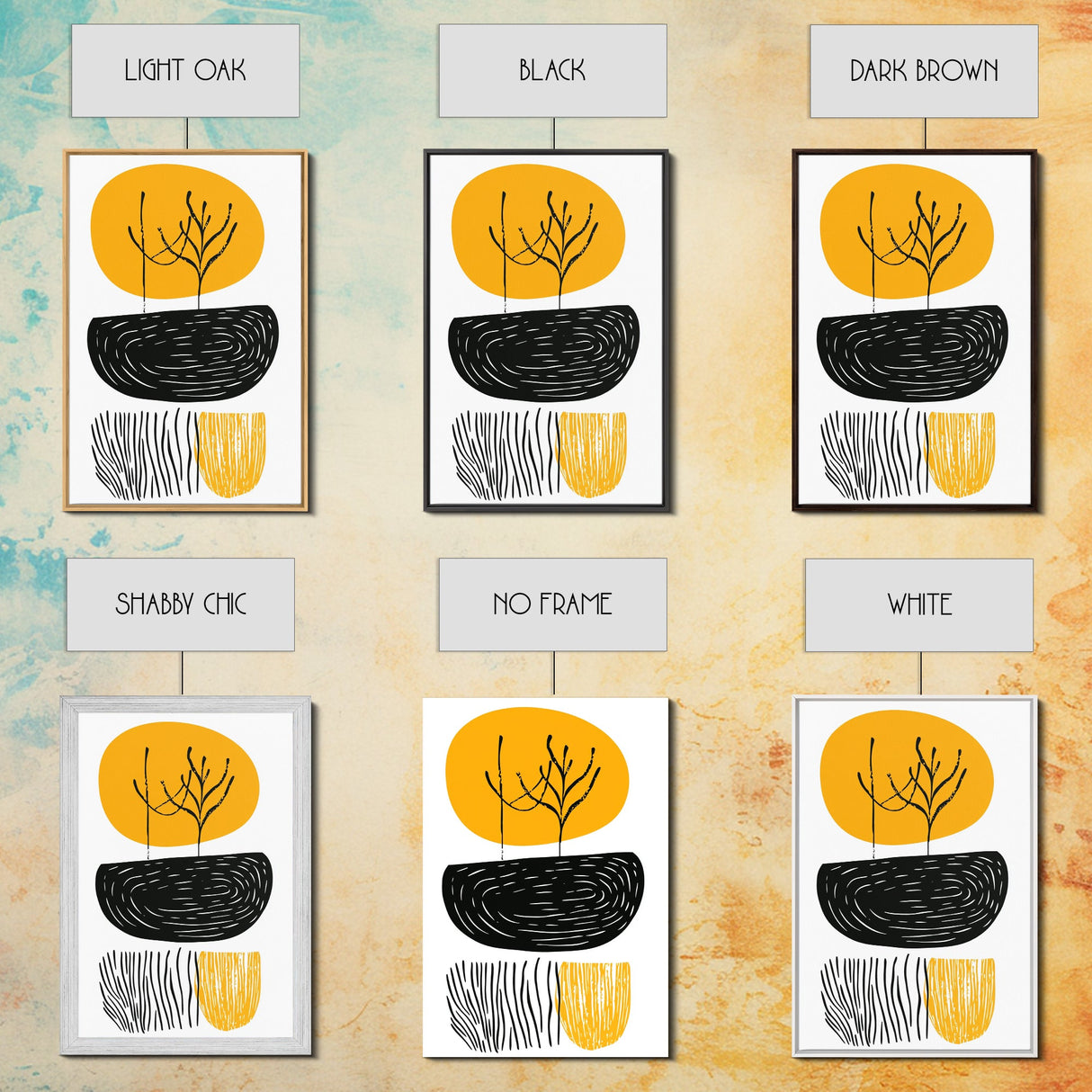 Mid Century Abstract Wall Art, Neutral Art, Gold and Black Wall Art, Boho Style Home Decor, Abstract Art, Modern Home Decor