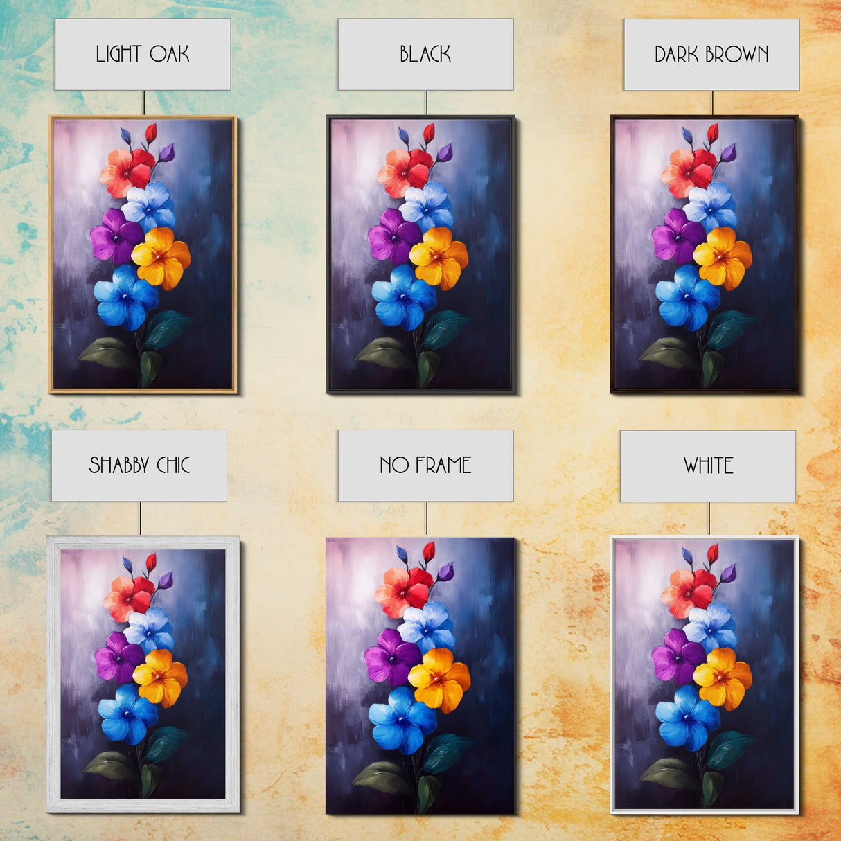 Wild Flower Painting Print On Canvas, Wood Framed Wall Art, Original Art, Flowers Painting, Botanical Print, Modern Art, Living Room Wall Art