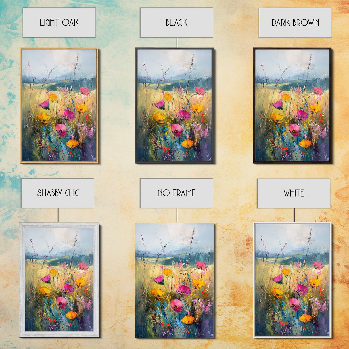 Small Wild Flower Painting Print, Wood Framed Canvas, Botanical Wall Art, Extra Large Art, Oversized Home Decor, Gallery Wall Decor, Wildflower Art