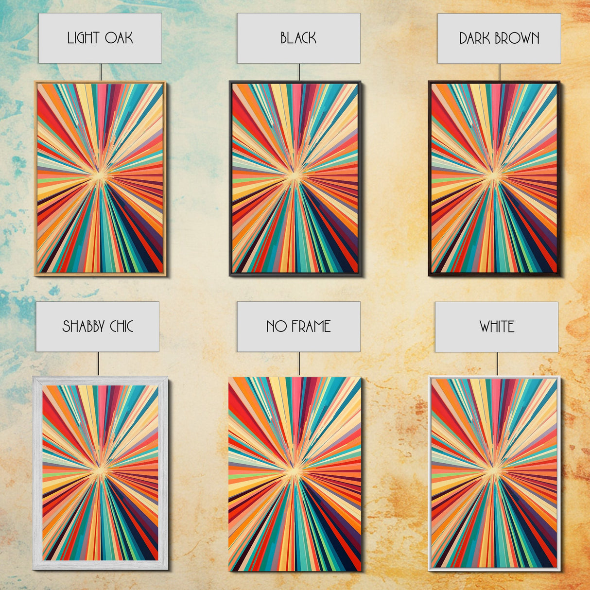 Mid Century Modern Colorful Bohemian Art Print, Wood Framed Wall Art, MCM Style Home Decor, Vertical Narrow Wall Art, Tall Skinny Art
