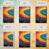 Rainbow Tree Rings, Retro Style Canvas Print, Colorful Rustic Wall Art For Living Room