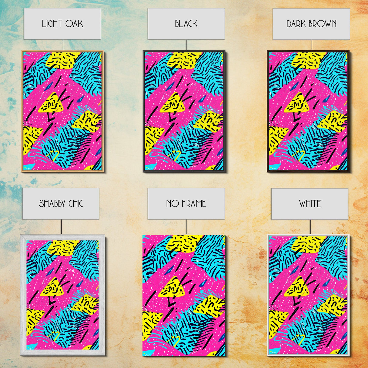 Retro 90s Style Abstract Art Canvas Print Preppy Decor Living Room Or Dorm Room Wall Art