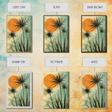 Abstract Palm Trees at Sunset, Framed Canvas Print, MCM Style Wall Art