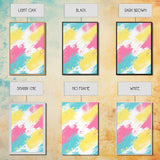 Brush Strokes On Canvas Print, Wood Framed Wall Art, Preppy Dorm Room Decor, Pink Turquoise and Yellow on White Background Wall Art