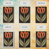 Framed Canvas Wall Art, Dark Botanical Black Background Orange Flower Modern Boho Wall Art Living Room Decor Above Sofa